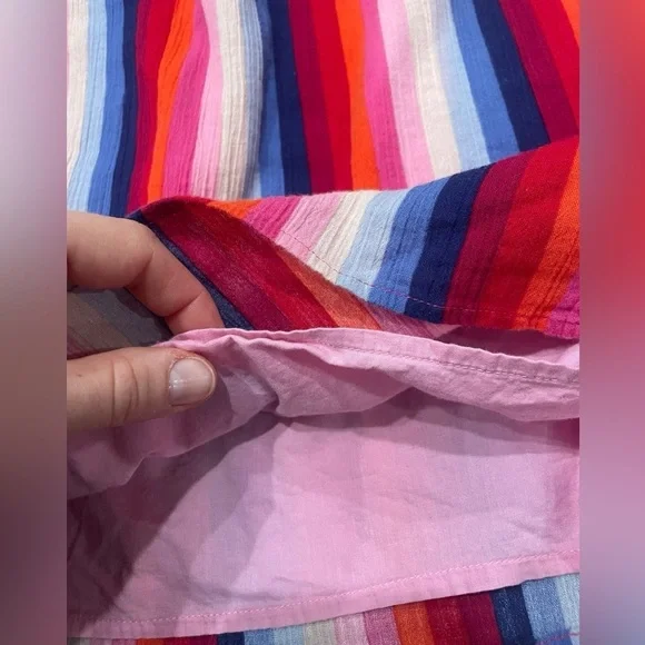 J. Crew Crew Cuts Girls' Ruffle-Trimmed Dress in Bright Stripe Red Blue- 10 - Picture 4 of 7